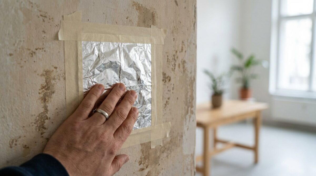 erkennen Sie mit Aluminiumfolie, ob Feuchtigkeitsflecken durch Kondensation oder Wassereindringung entstehen - die effektive Methode in 24-48 Stunden