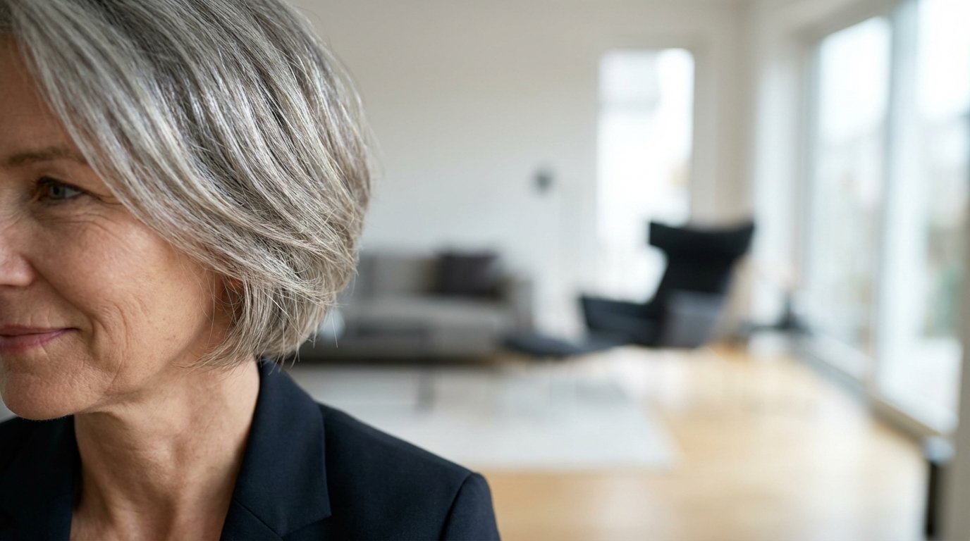 entdecken Sie den perfekten Haarschnitt für graue Haare ab 50: Friseure empfehlen strukturierte Schnitte, die Eleganz und Volumen betonen, statt das Alter zu verstecken