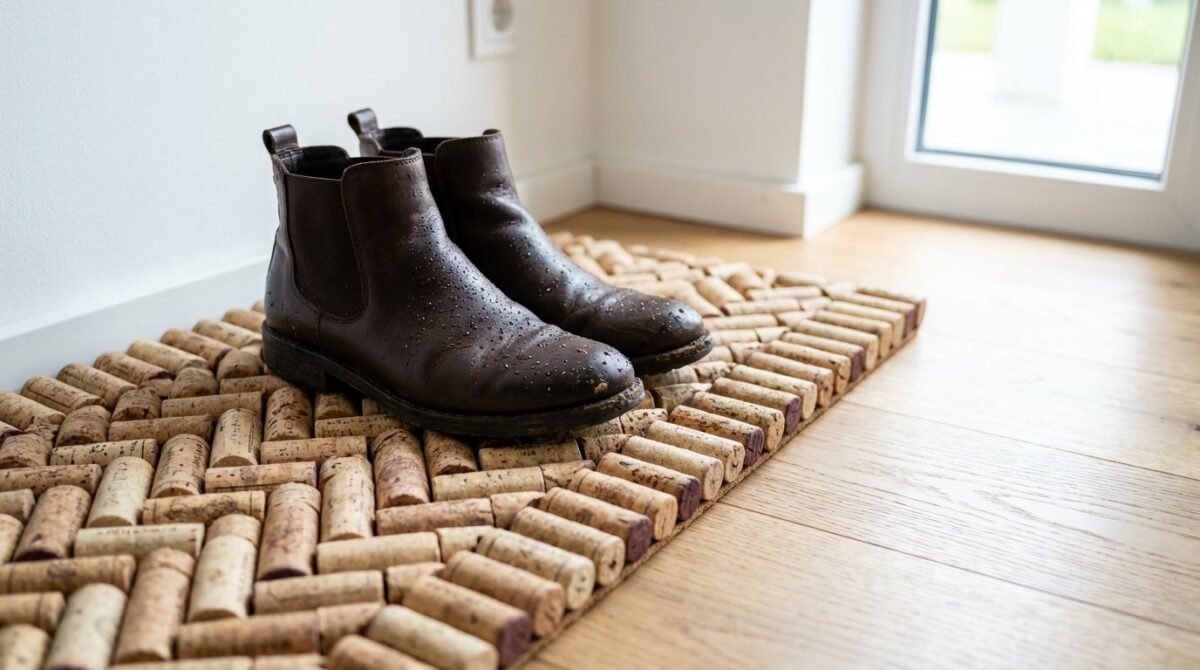 entdecken Sie, wie Weinkorken Ihre nassen Schuhe trocknen und den Eingangsbereich ordentlich halten - ein genialer Küchenabfall-Trick