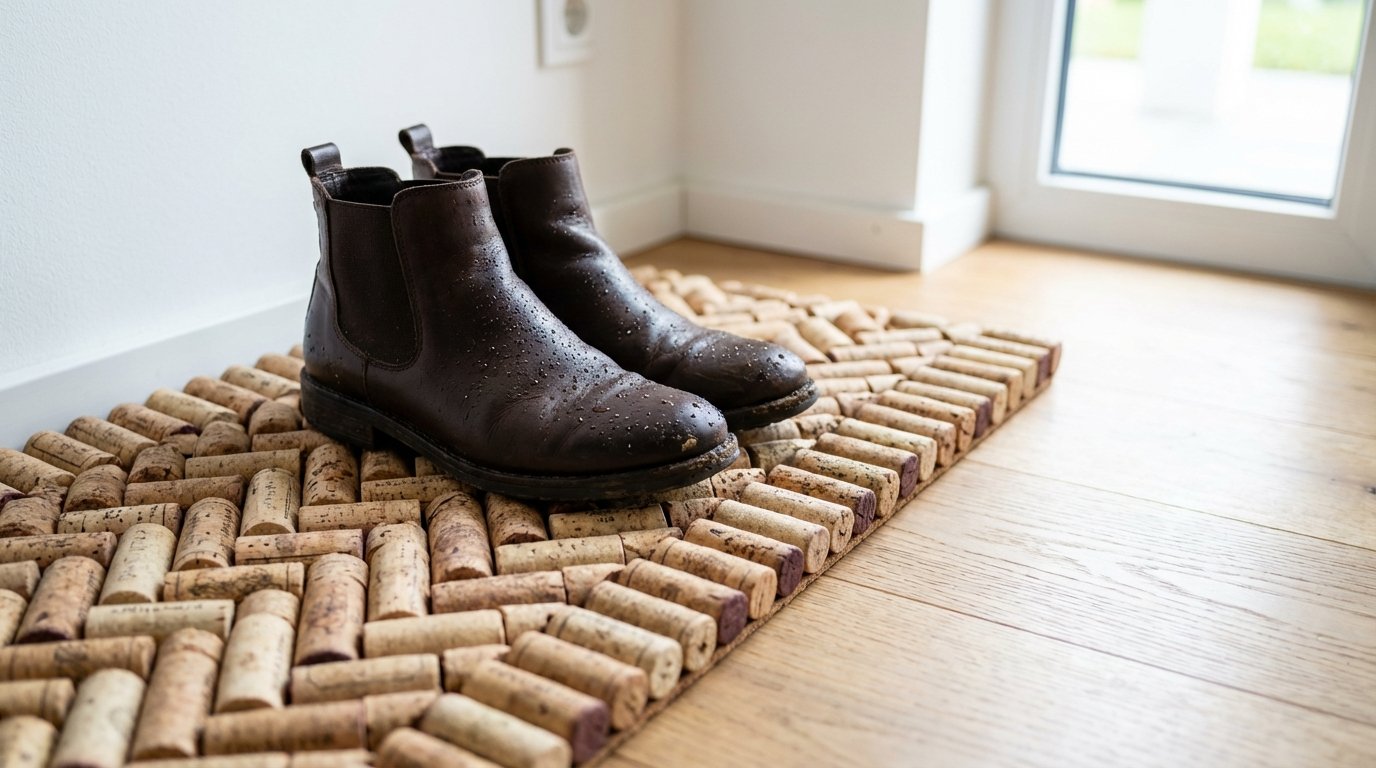 entdecken Sie, wie Weinkorken Ihre nassen Schuhe trocknen und den Eingangsbereich ordentlich halten - ein genialer Küchenabfall-Trick
