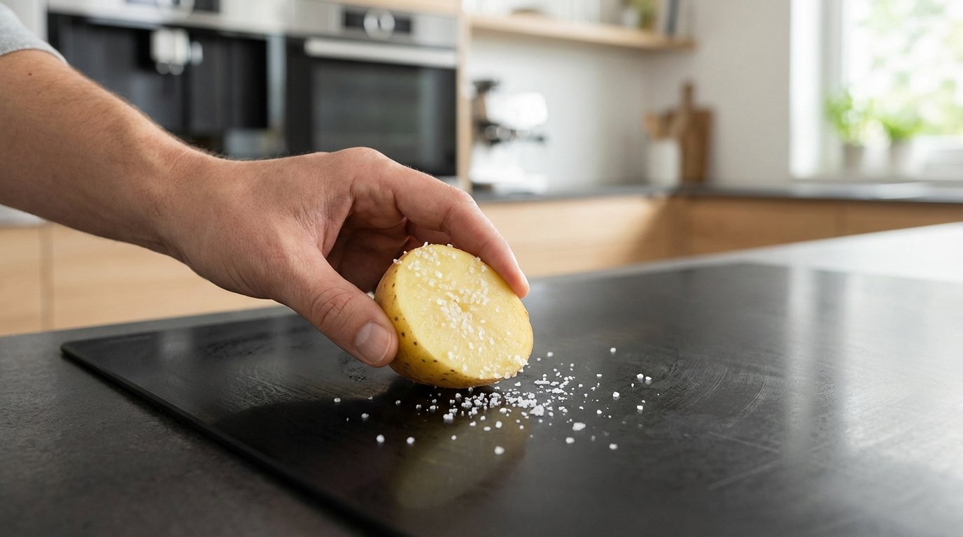 entdecken Sie, wie eine einfache Kartoffel hartnäckiges, eingebranntes Fett von Kochplatten entfernt – ganz ohne chemische Reiniger und teure Spezialprodukte