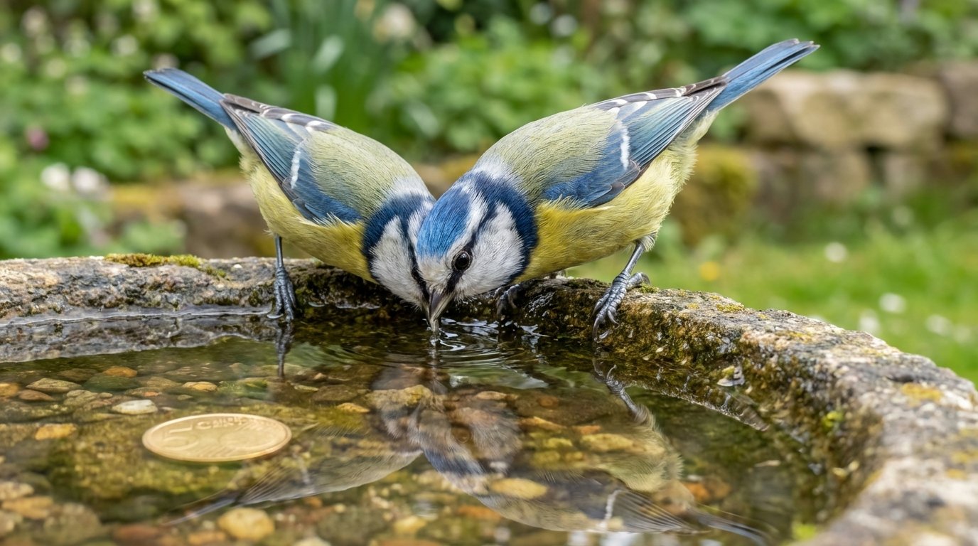 entdecken Sie, wie eine einfache 5-Cent-Münze Meisen und andere Vögel in Ihren Garten lockt - ein wissenschaftlicher Trick basierend auf Kupferchemie