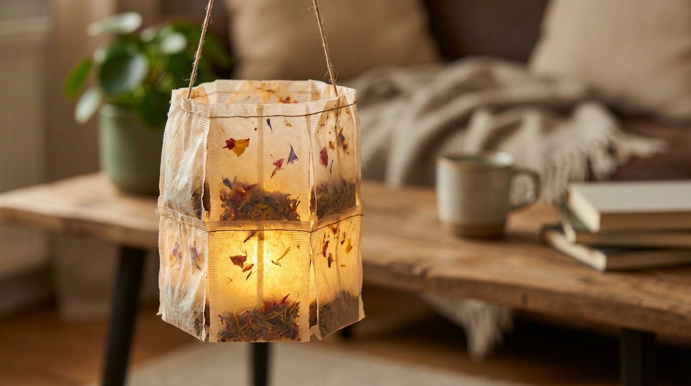 verwandeln Sie alte Teebeutel in leuchtende florale Dekoration: Diese nachhaltige DIY-Idee schafft warme Atmosphäre und spart Müll